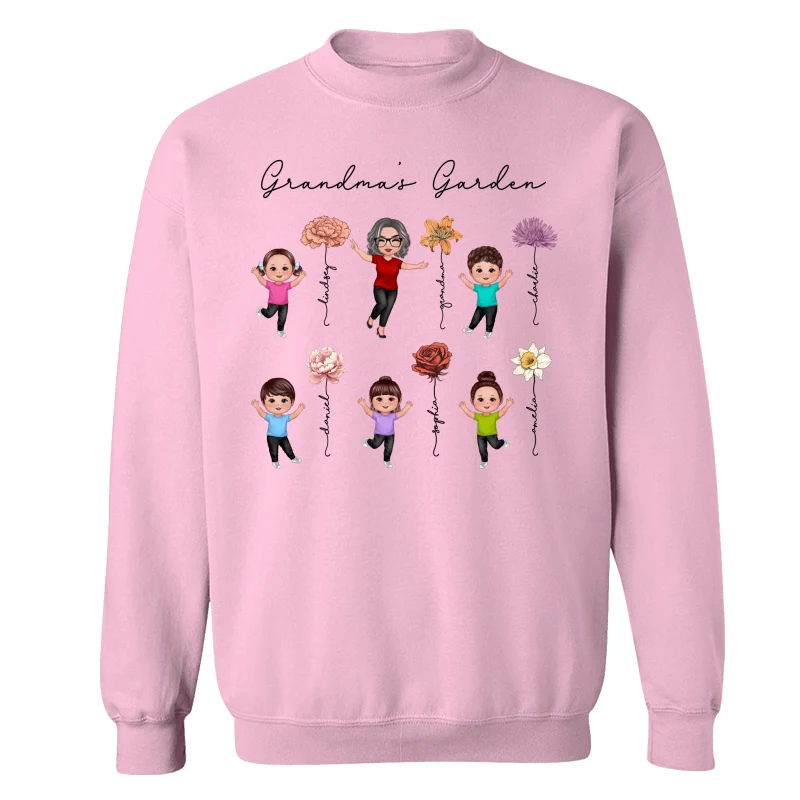 Happy Grandkids Grandma Garden Vintage Birth Month Flowers Mother‘s Day Gift Personalized Shirt - Image 19