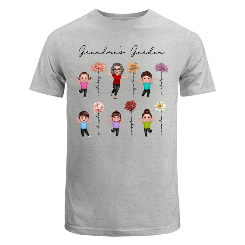 Happy Grandkids Grandma Garden Vintage Birth Month Flowers Mother‘s Day Gift Personalized Shirt - Image 6