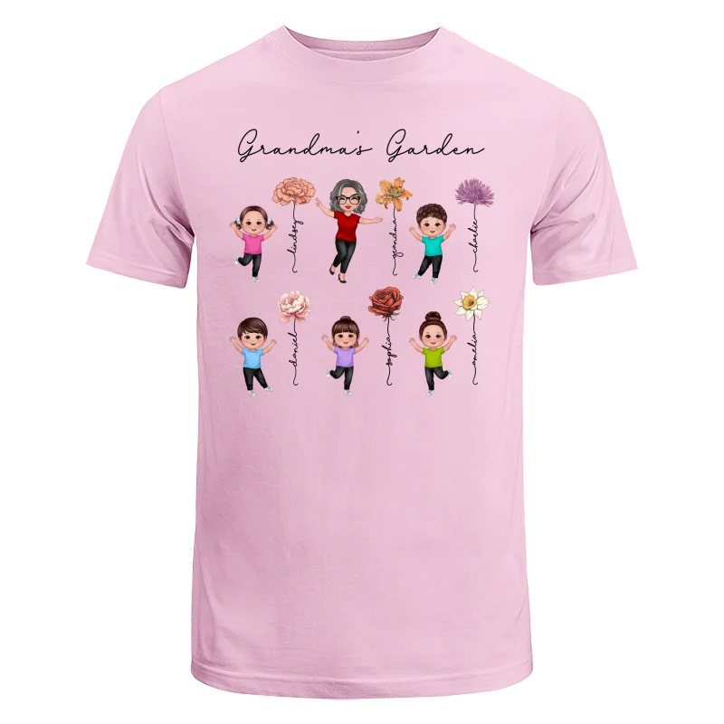 Happy Grandkids Grandma Garden Vintage Birth Month Flowers Mother‘s Day Gift Personalized Shirt - Image 7