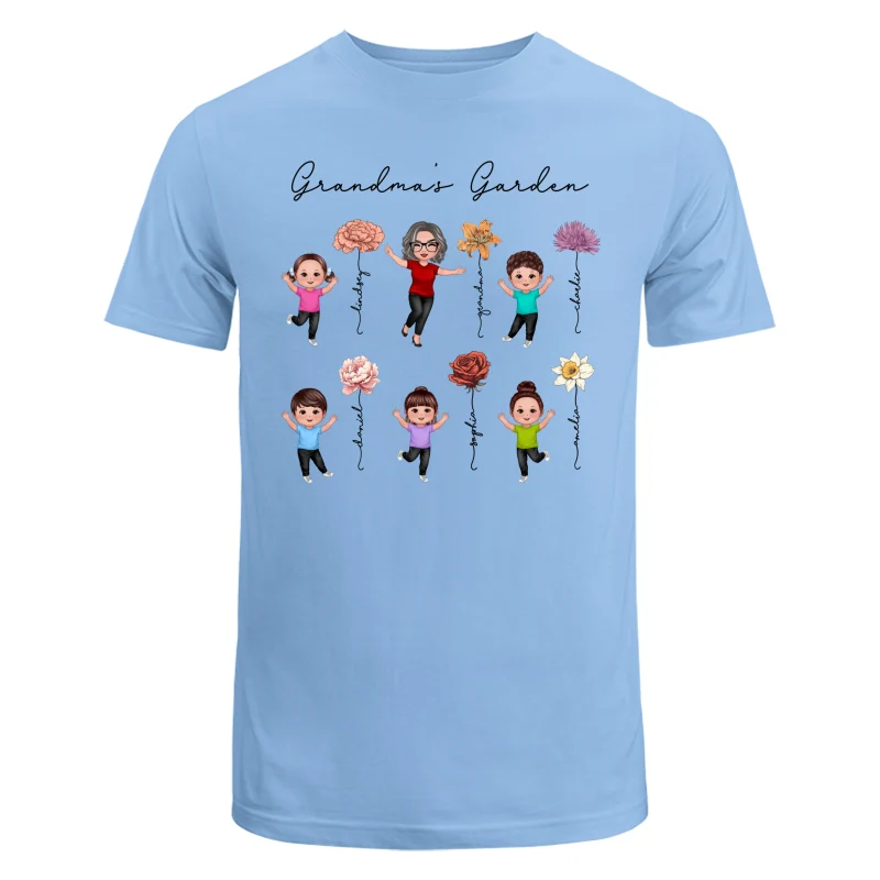 Happy Grandkids Grandma Garden Vintage Birth Month Flowers Mother‘s Day Gift Personalized Shirt - Image 8