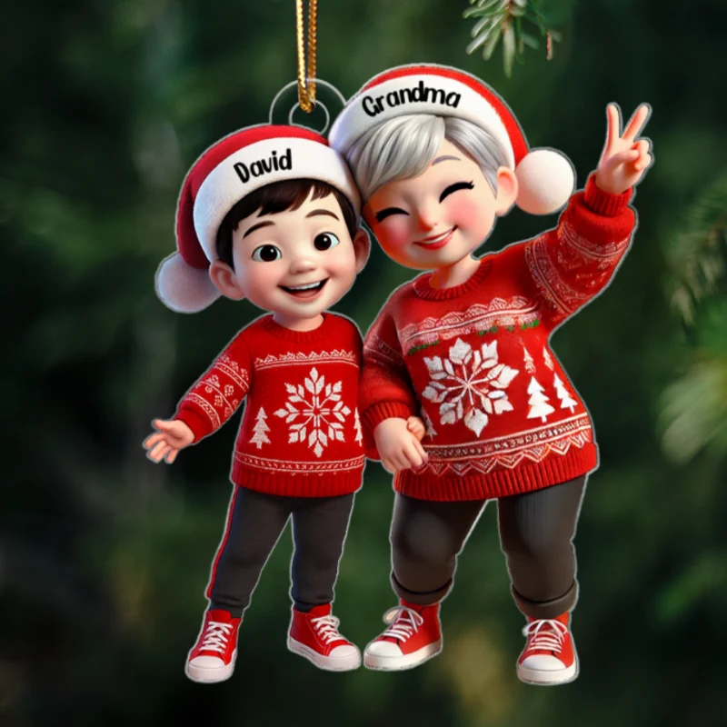 Happy Grandma Grandkids 3D Effect Personalized Acrylic Ornament, Christmas gift for Grandma, Granddaughter, Grandson - Image 10