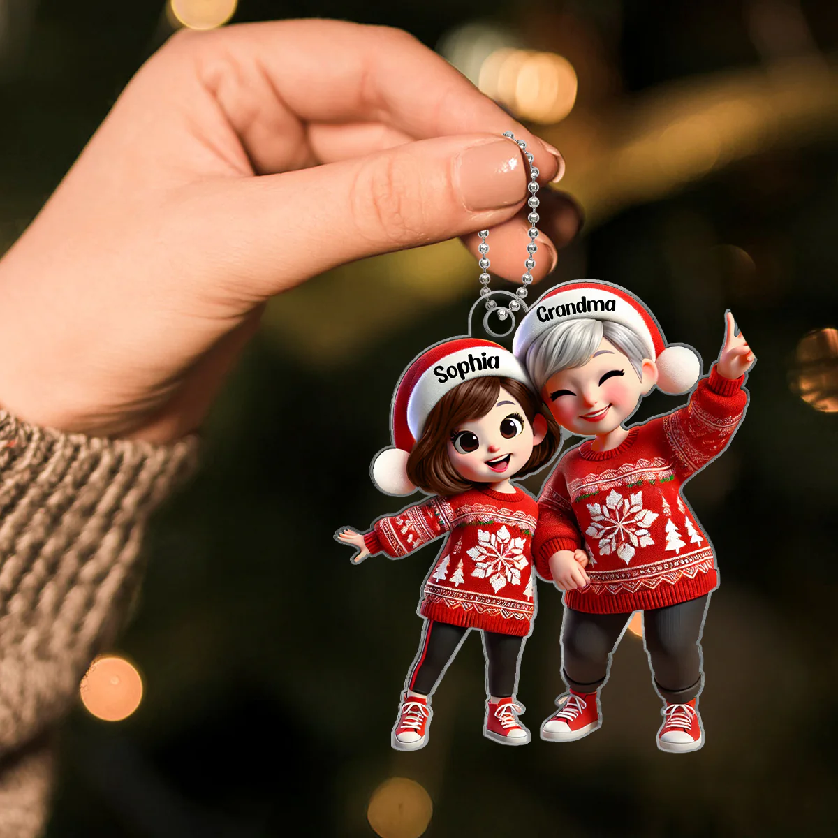 Happy Grandma Grandkids 3D Effect Personalized Acrylic Ornament, Christmas gift for Grandma, Granddaughter, Grandson - Image 6