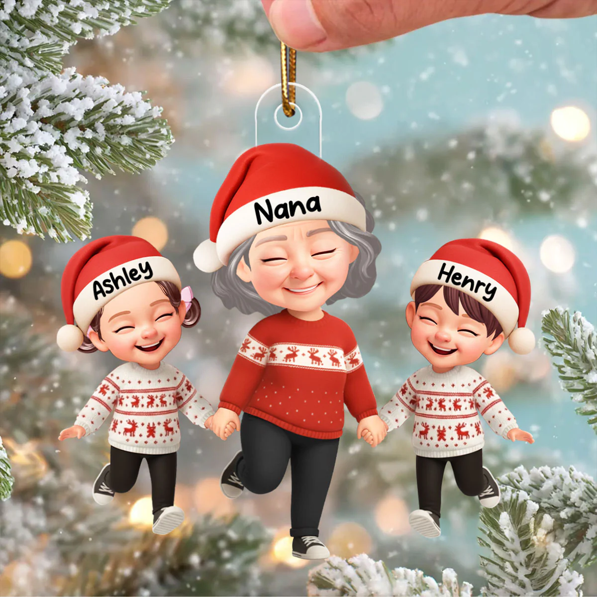 Happy Grandma Grandkids 3D Effect - Personalized Acrylic Ornament - Sentimental Gift for Grandkid - Image 3