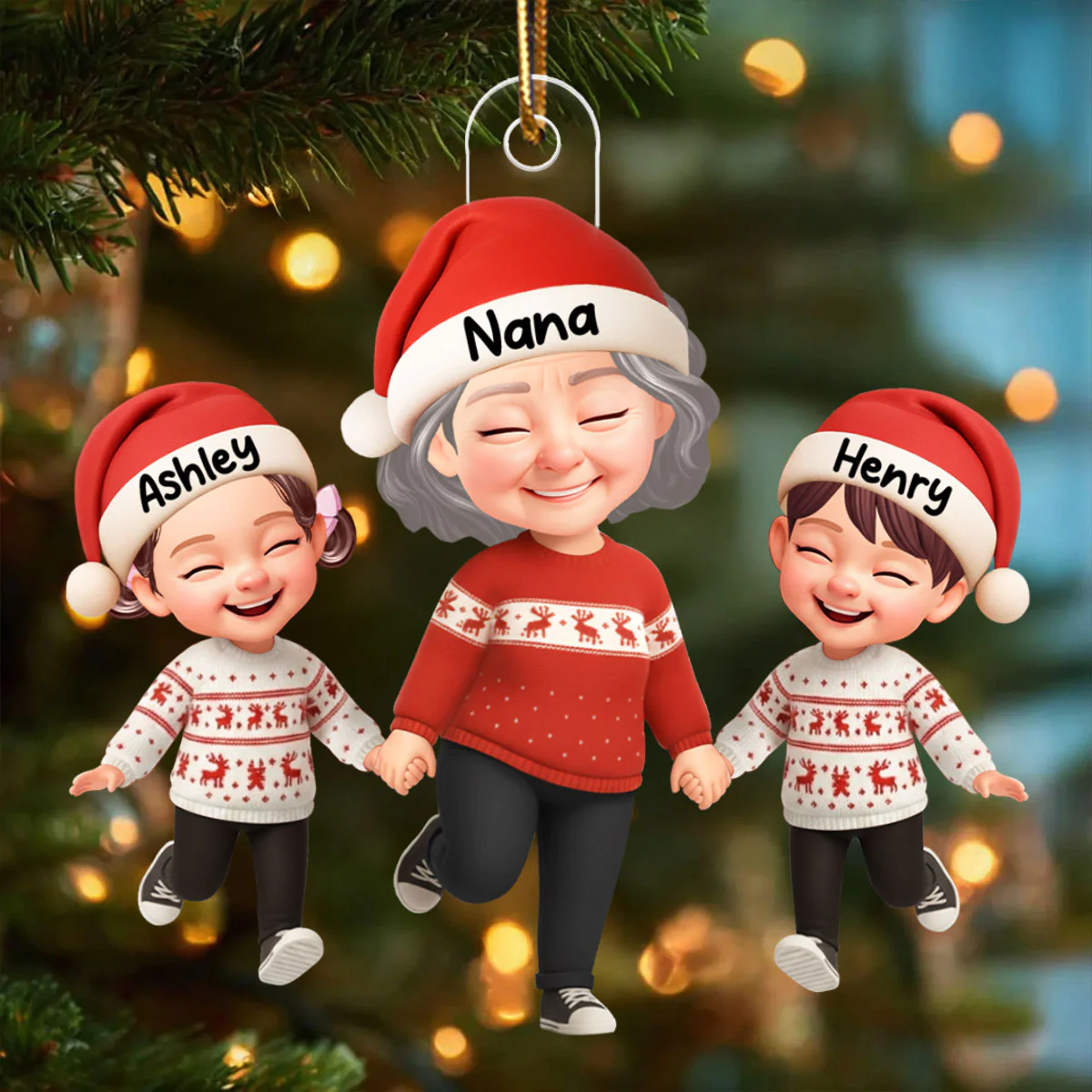 Happy Grandma Grandkids 3D Effect - Personalized Acrylic Ornament - Sentimental Gift for Grandkid - Image 4