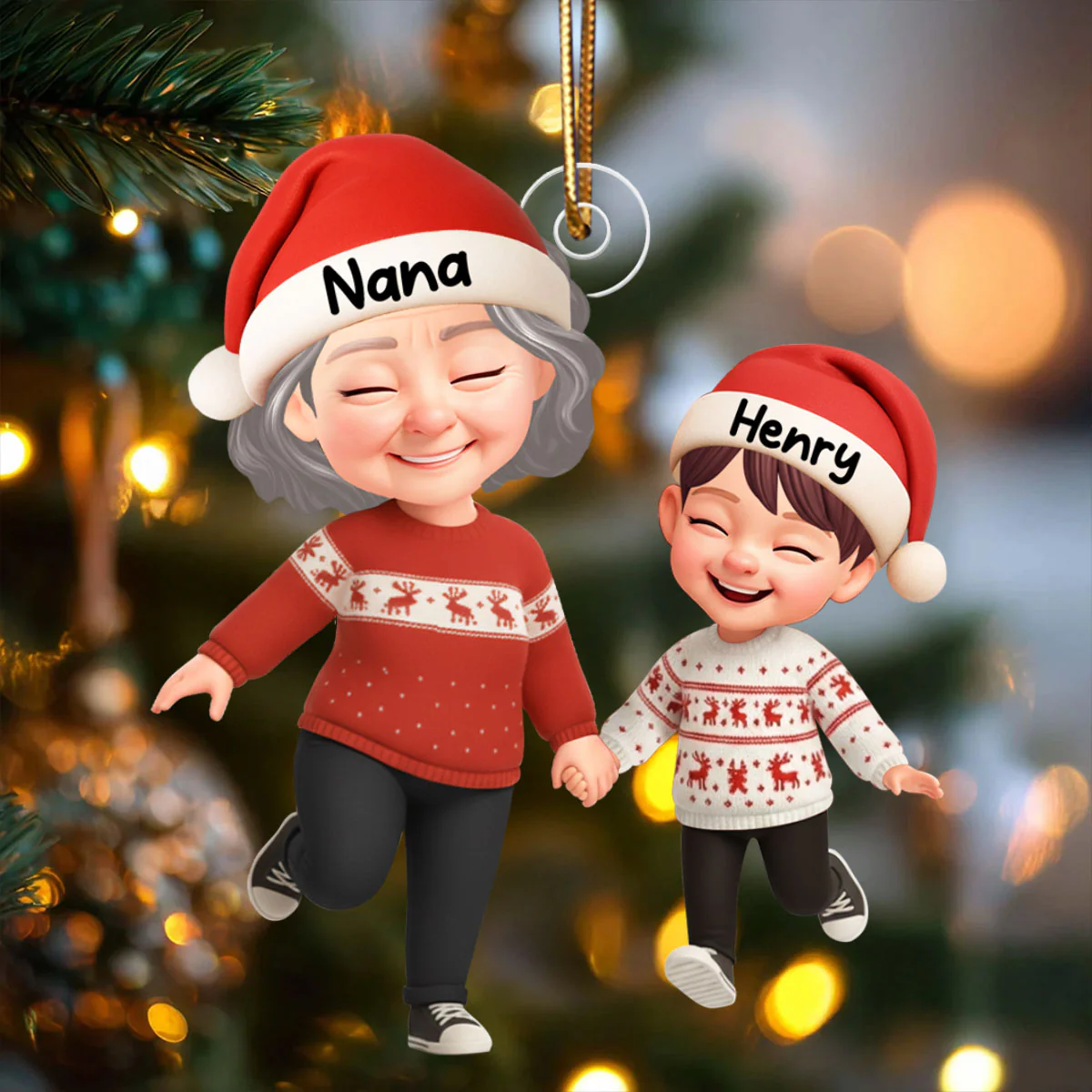 Happy Grandma Grandkids 3D Effect - Personalized Acrylic Ornament - Sentimental Gift for Grandkid - Image 5