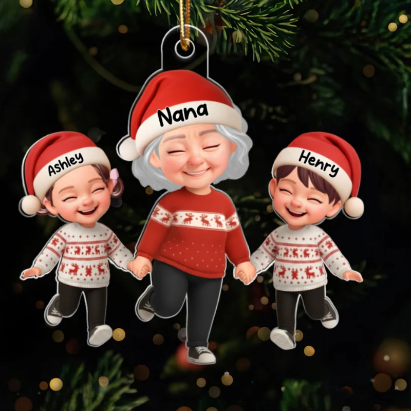Happy Grandma Grandkids 3D Effect - Personalized Acrylic Ornament - Sentimental Gift for Grandkid - Image 9