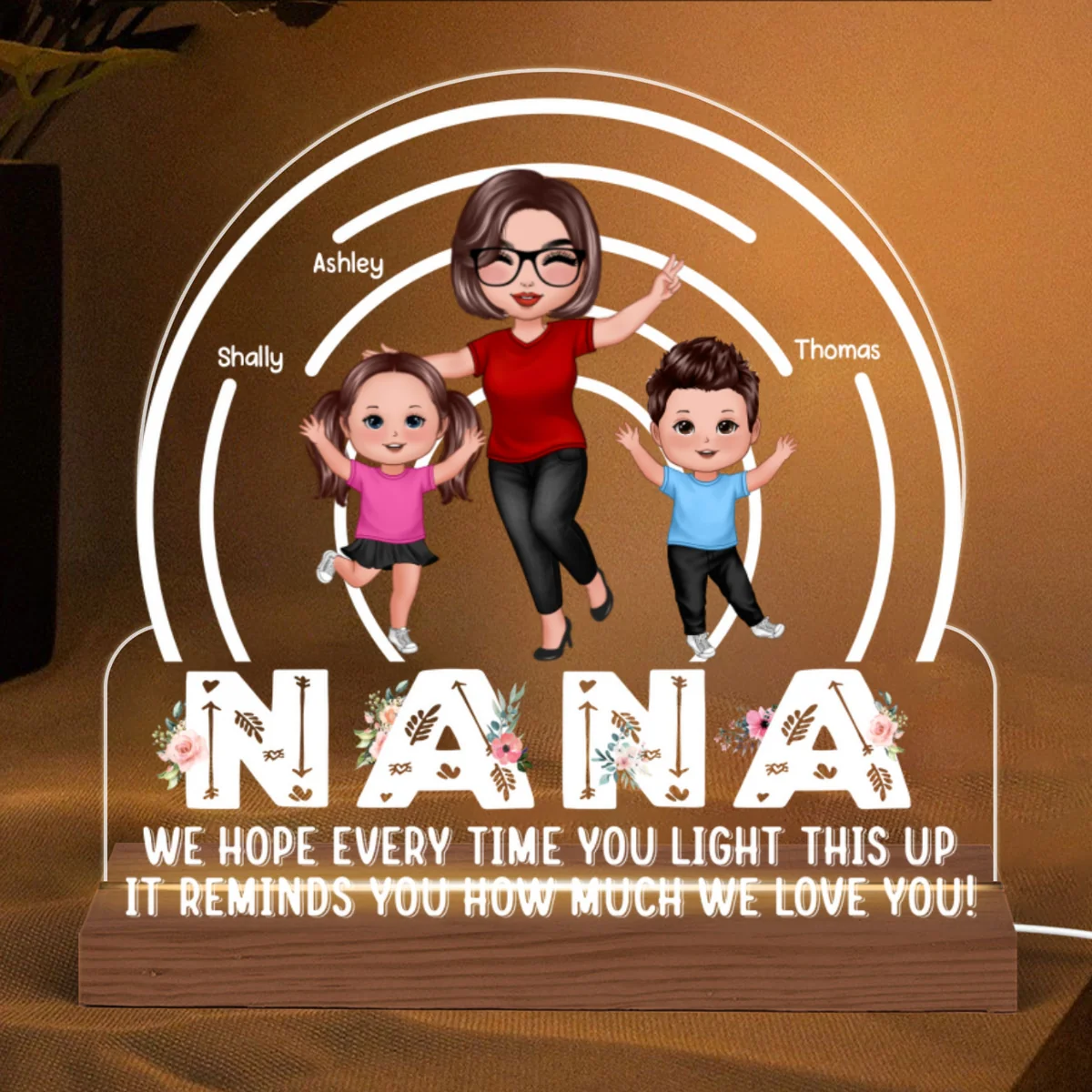Happy Grandma Grandkids Light Up This Personalized Acrylic Custom Shape LED Night Light - Image 5