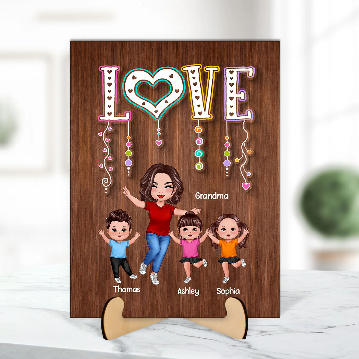 Happy Grandma Grandkids Love Personalized 2-Layer Wooden Plaque - Image 6
