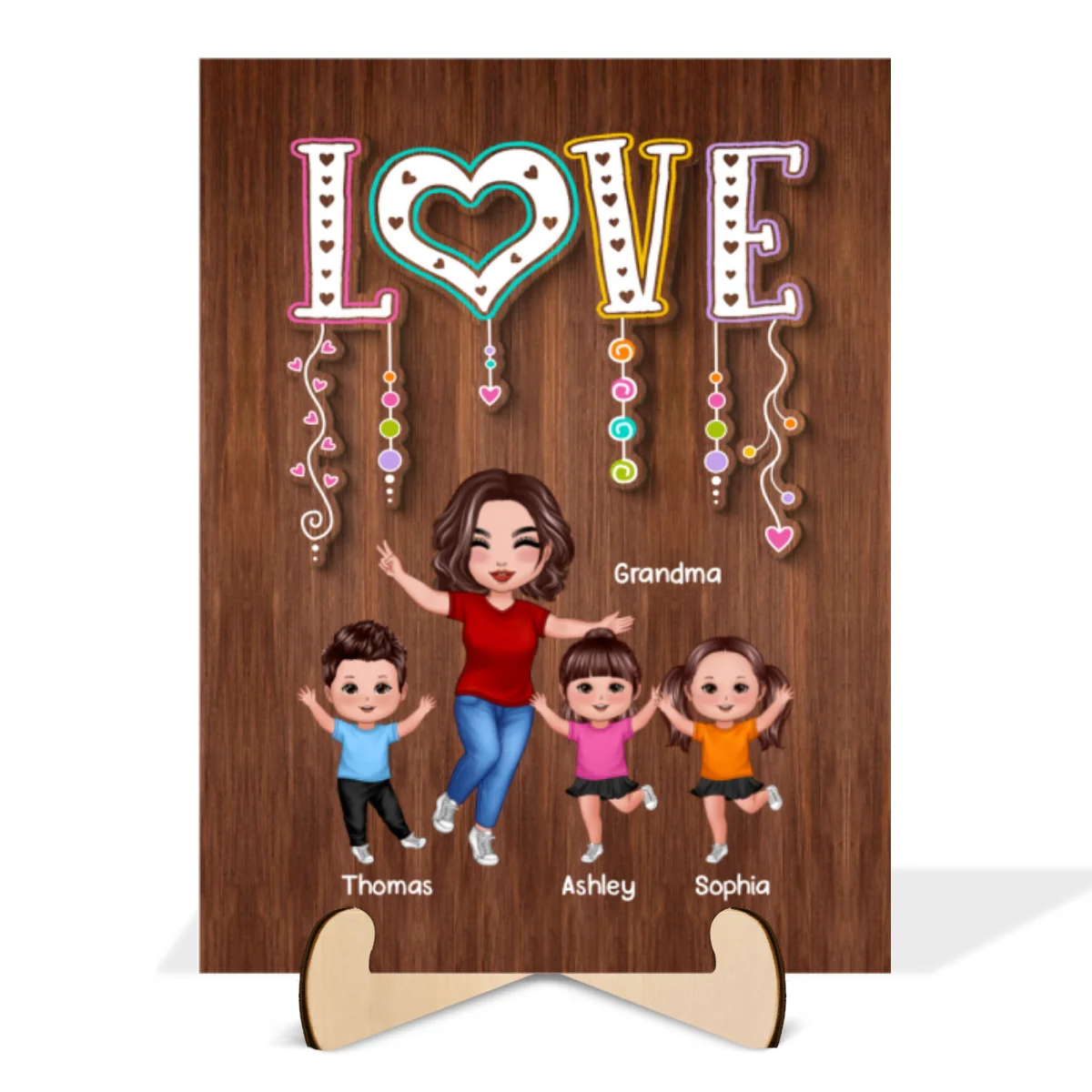 Happy Grandma Grandkids Love Personalized 2-Layer Wooden Plaque - Image 9