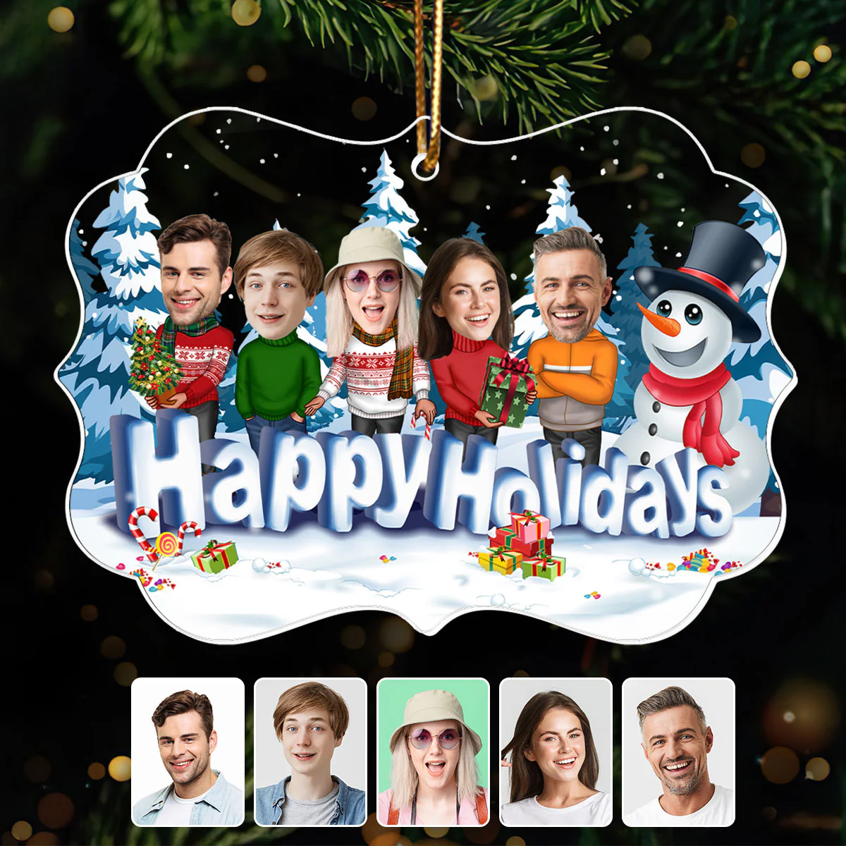 Happy Holiday Funny Family, Custom Photo Ornament, Personalized Family Photo Christmas Ornament, Family Keepsake - Image 2