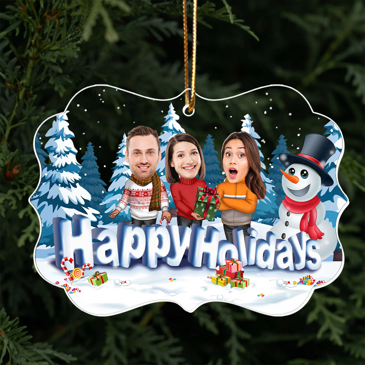 Happy Holiday Funny Family, Custom Photo Ornament, Personalized Family Photo Christmas Ornament, Family Keepsake - Image 3