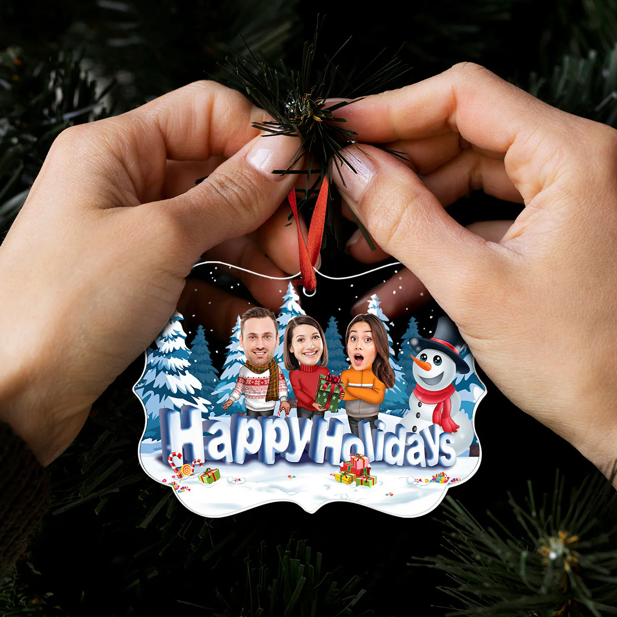 Happy Holiday Funny Family, Custom Photo Ornament, Personalized Family Photo Christmas Ornament, Family Keepsake - Image 5