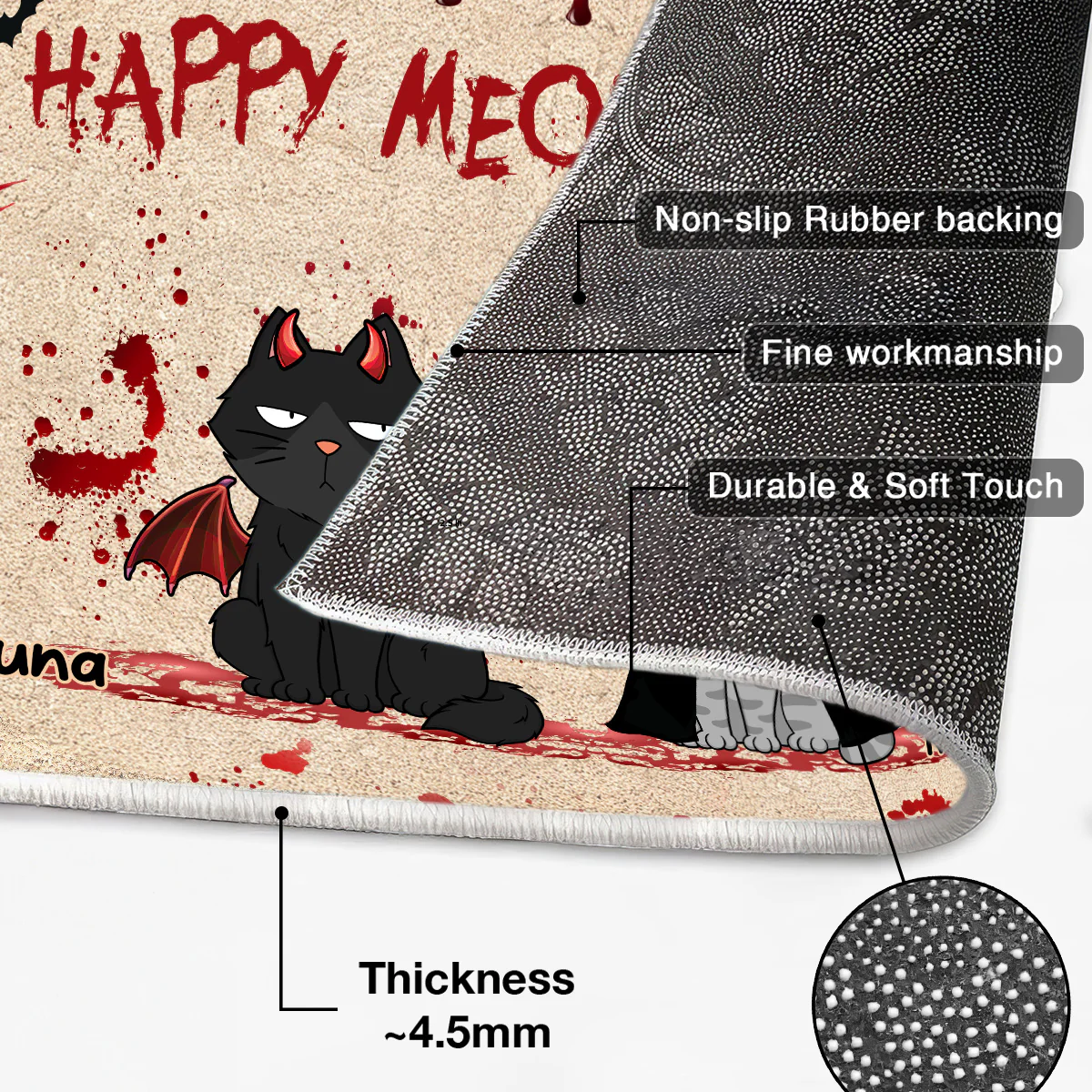 Happy Meowloween Spooky Annoying Cats - Personalized Doormat - Image 5