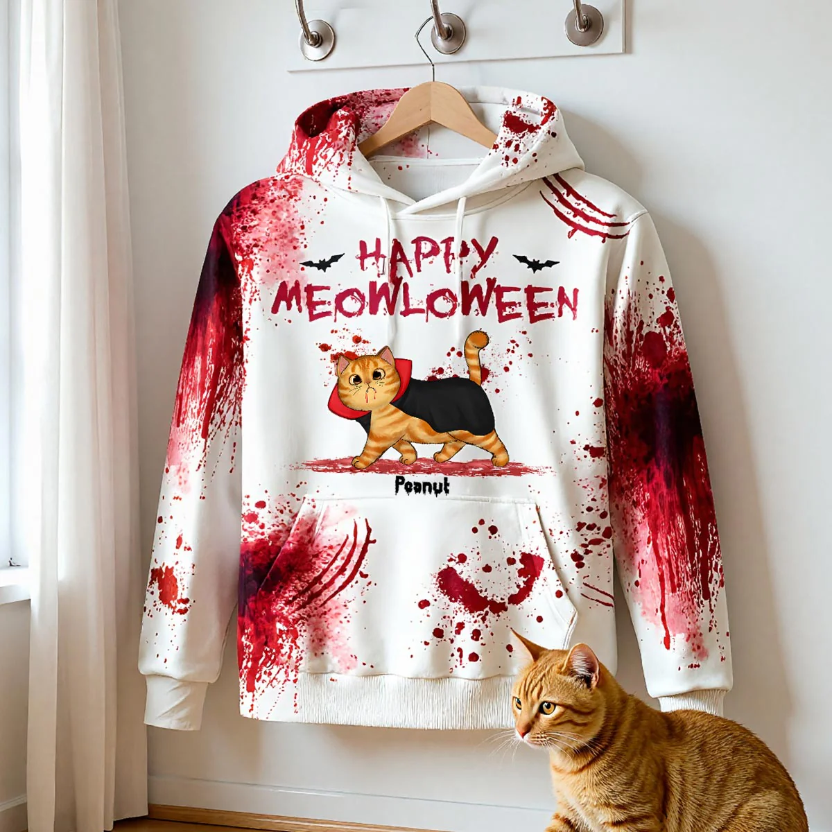 Happy Meowloween Spooky Walking Cat Personalized Hoodie, Halloween Costume For Cat Lover - Image 7