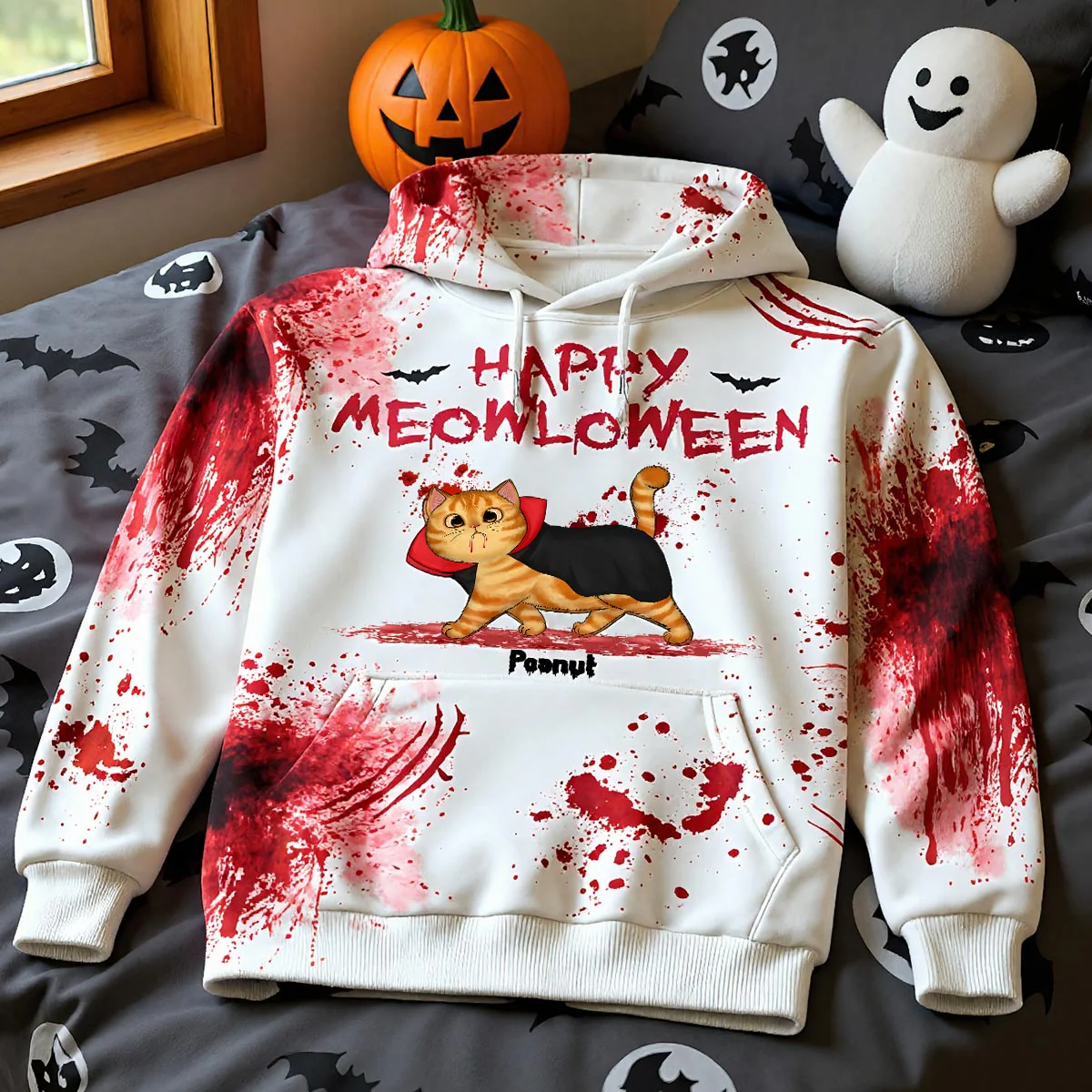 Happy Meowloween Spooky Walking Cat Personalized Hoodie, Halloween Costume For Cat Lover - Image 8