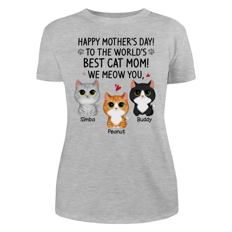 Happy Mother‘s Day Best Cat Mom Watercolor Cute Cats Personalized Shirt - Image 10