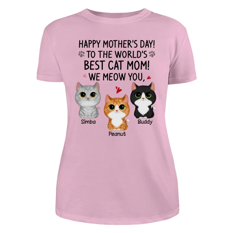Happy Mother‘s Day Best Cat Mom Watercolor Cute Cats Personalized Shirt - Image 11