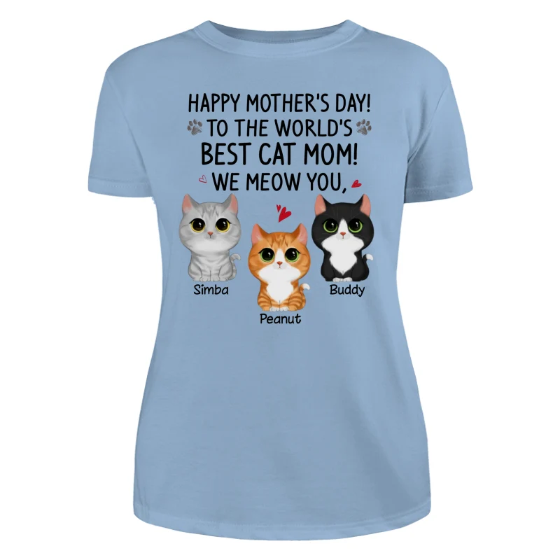 Happy Mother‘s Day Best Cat Mom Watercolor Cute Cats Personalized Shirt - Image 12