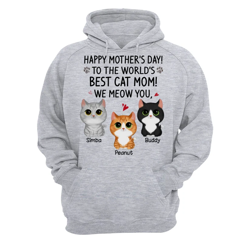 Happy Mother‘s Day Best Cat Mom Watercolor Cute Cats Personalized Shirt - Image 14