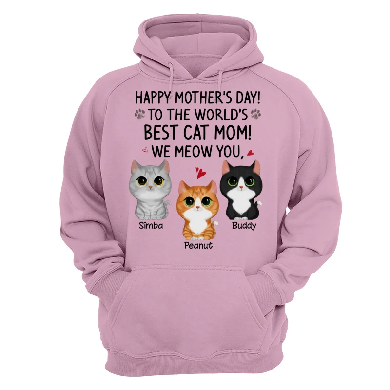 Happy Mother‘s Day Best Cat Mom Watercolor Cute Cats Personalized Shirt - Image 15