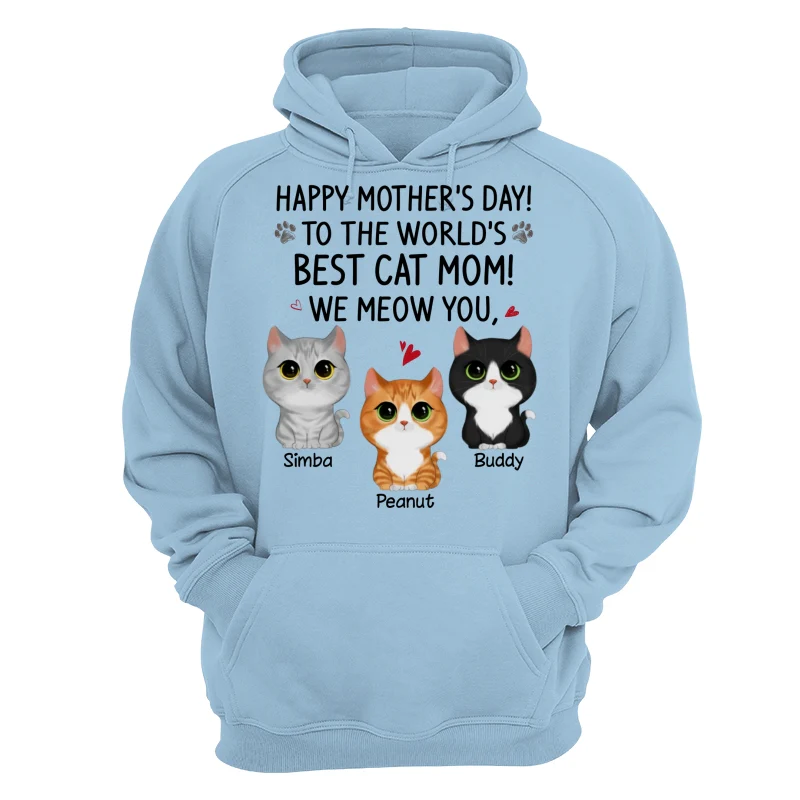 Happy Mother‘s Day Best Cat Mom Watercolor Cute Cats Personalized Shirt - Image 16