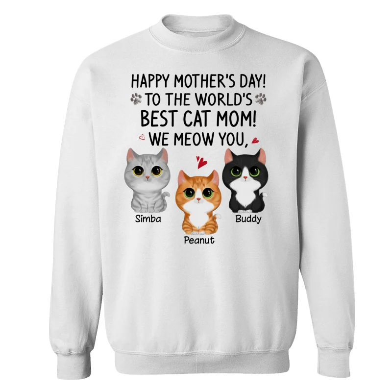 Happy Mother‘s Day Best Cat Mom Watercolor Cute Cats Personalized Shirt - Image 17