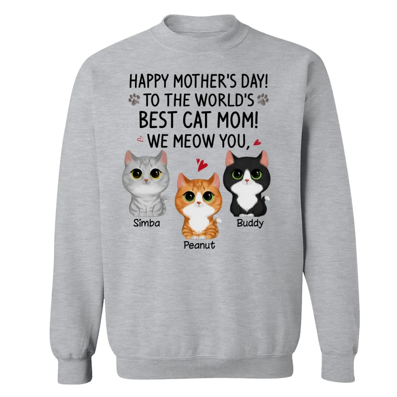 Happy Mother‘s Day Best Cat Mom Watercolor Cute Cats Personalized Shirt - Image 18