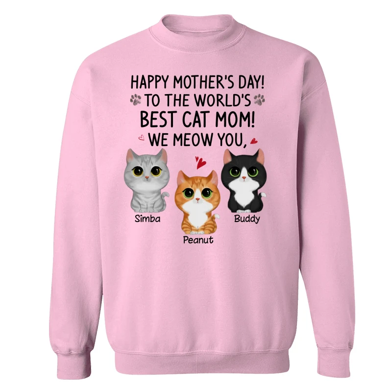 Happy Mother‘s Day Best Cat Mom Watercolor Cute Cats Personalized Shirt - Image 19