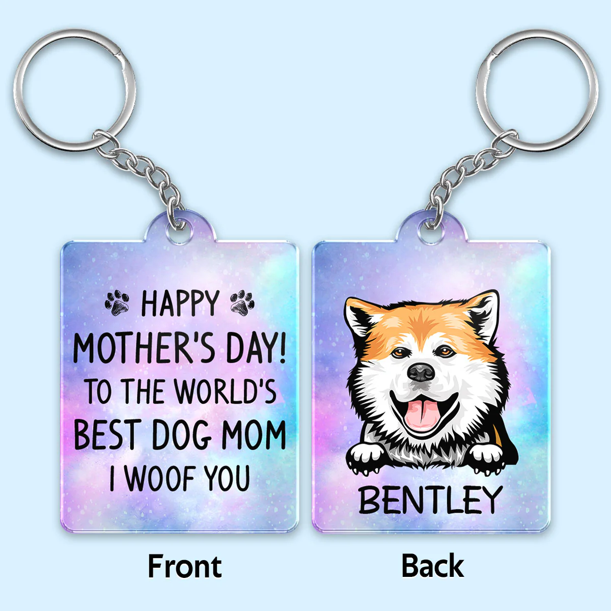 Happy Mother‘s Day Dog Mom Galaxy Personalized Acrylic Keychain - Image 2