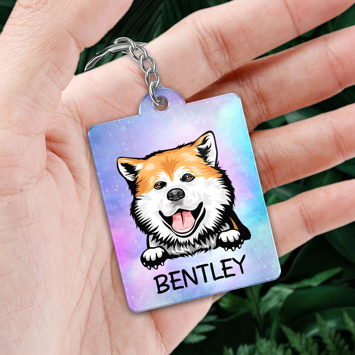 Happy Mother‘s Day Dog Mom Galaxy Personalized Acrylic Keychain - Image 3