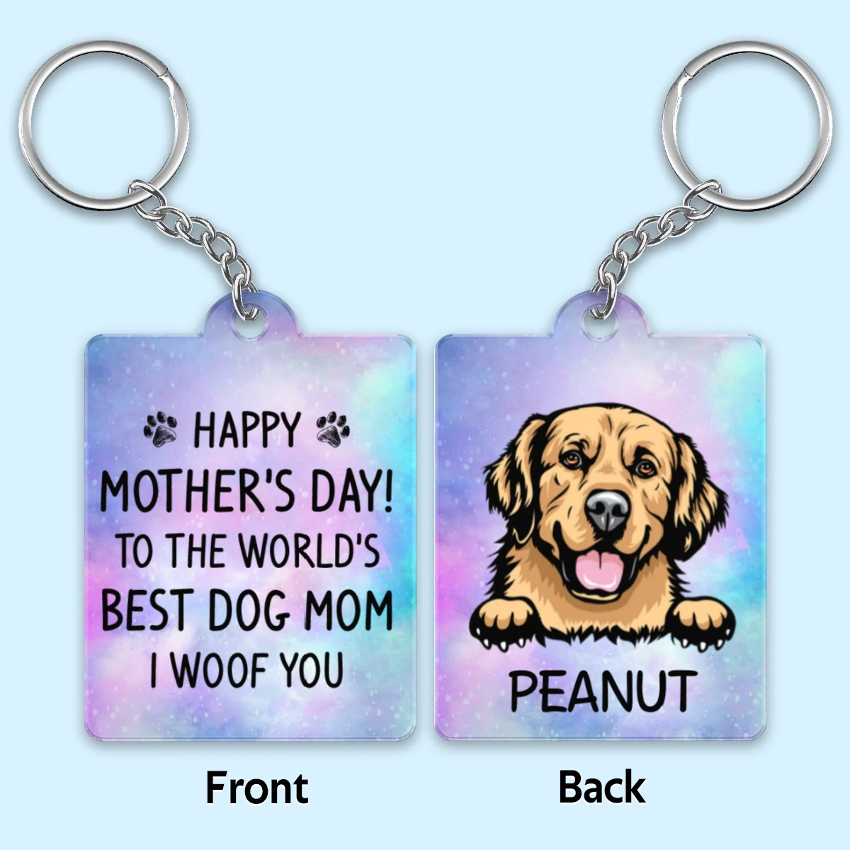 Happy Mother‘s Day Dog Mom Galaxy Personalized Acrylic Keychain - Image 5