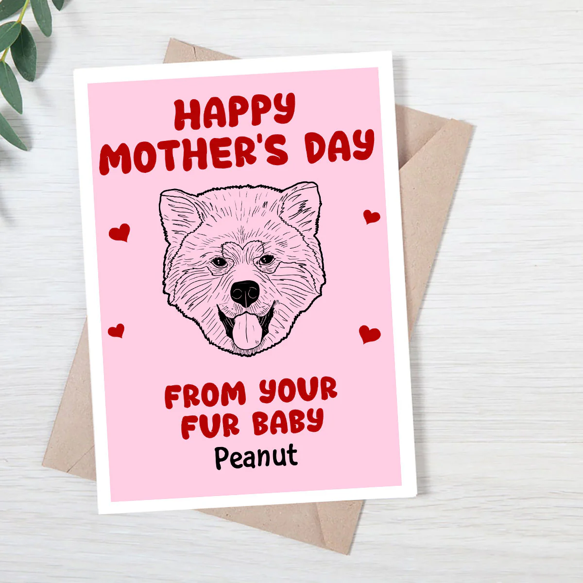 Happy Mother‘s Day From Your Fur Babies Dog Head Outline Personalized Postcard - Image 2