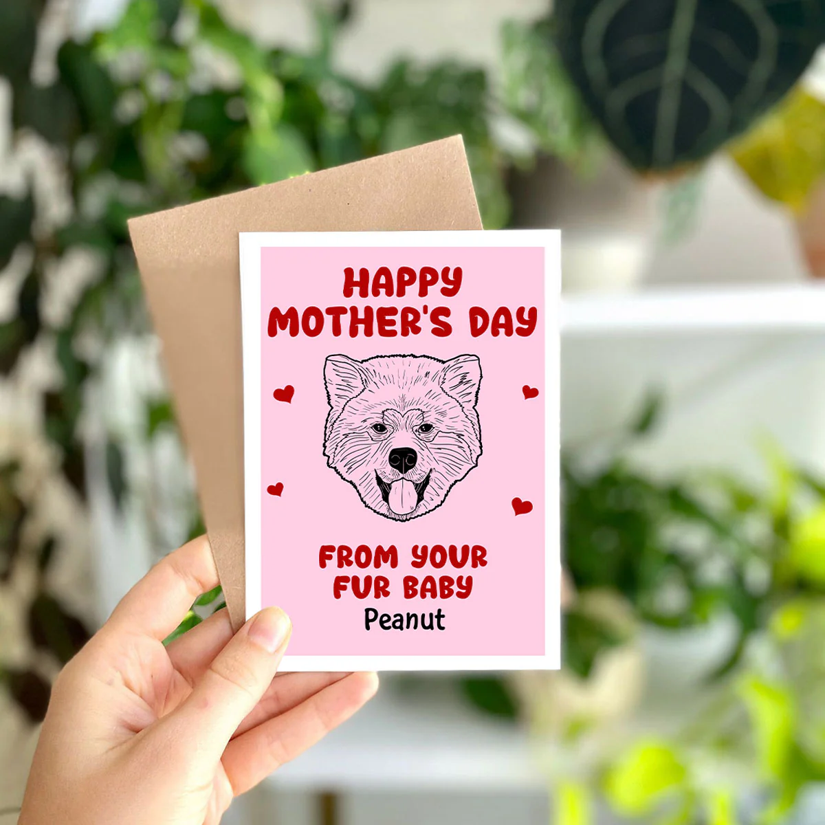 Happy Mother‘s Day From Your Fur Babies Dog Head Outline Personalized Postcard - Image 3