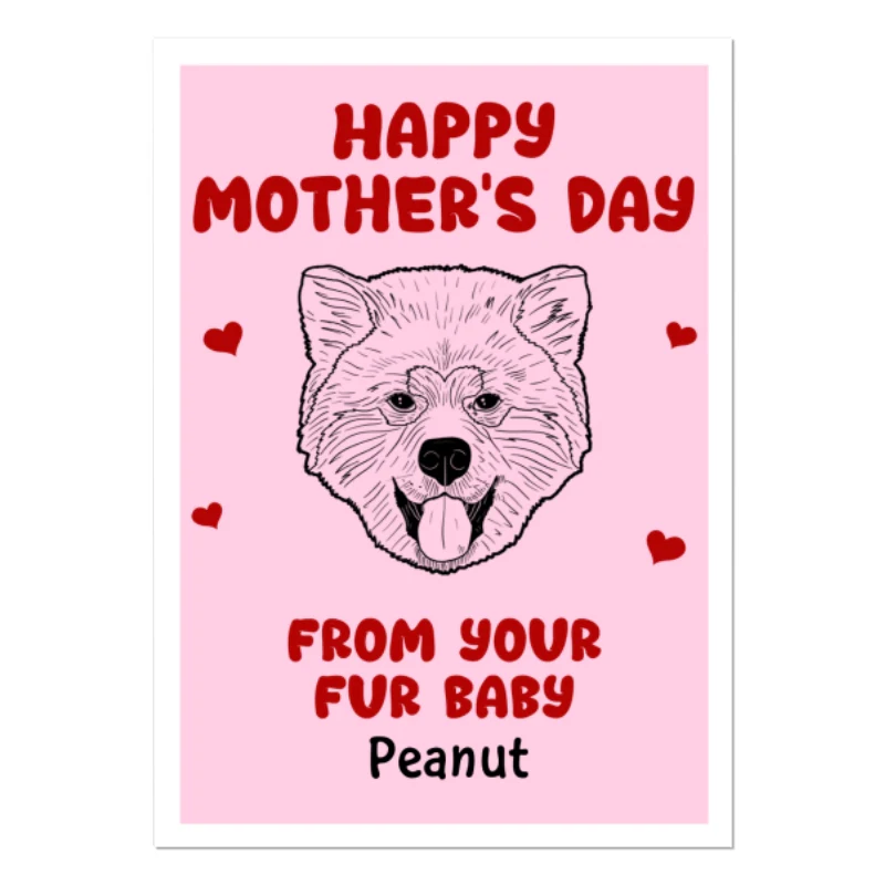 Happy Mother‘s Day From Your Fur Babies Dog Head Outline Personalized Postcard - Image 4