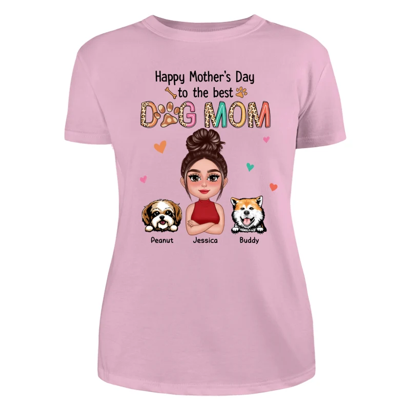 Happy Mother‘s Day To The Best Dog Mom Colorful Leopard Pattern Personalized Shirt - Image 11