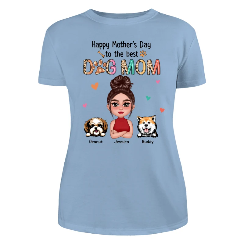 Happy Mother‘s Day To The Best Dog Mom Colorful Leopard Pattern Personalized Shirt - Image 12