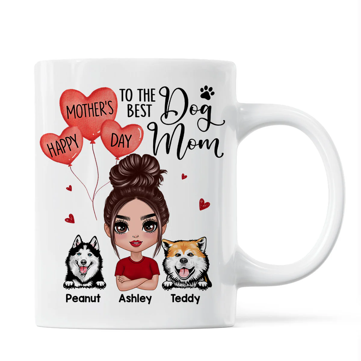Happy Mother‘s Day To The Best Dog Mom Doll Woman & Peeking Dog Personalized Mug