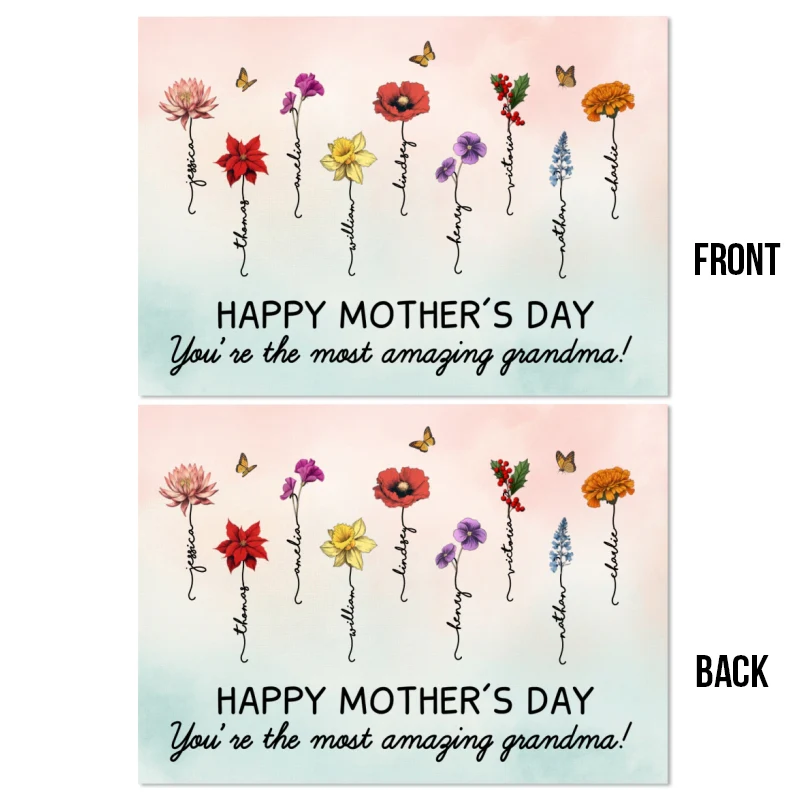 Happy Mother‘s Day Beautiful Birth Month Flower Gift For Grandma Mom Personalized Postcard - Image 4