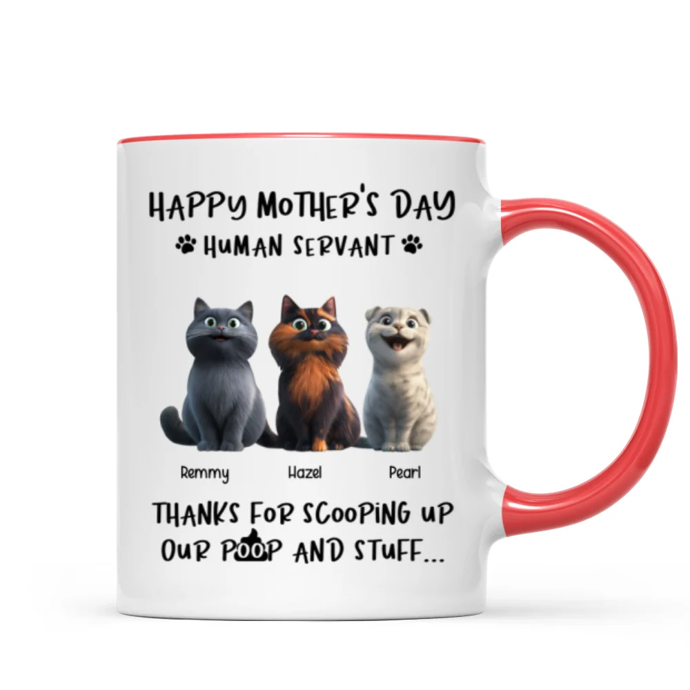 Happy Mother's Day Cat Mom, Thanks for Scooping My Poop, Personalized Stainless Steel Tumbler With Handle - Image 10