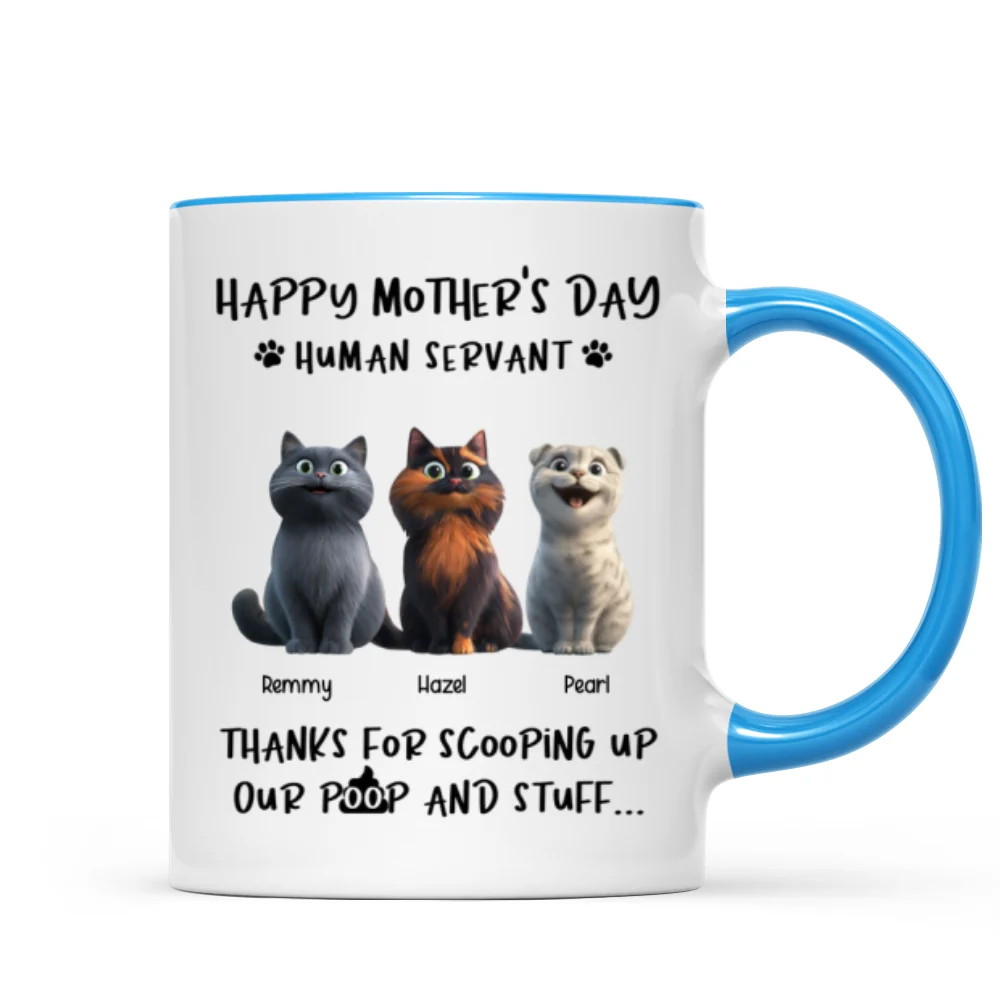 Happy Mother's Day Cat Mom, Thanks for Scooping My Poop, Personalized Stainless Steel Tumbler With Handle - Image 11