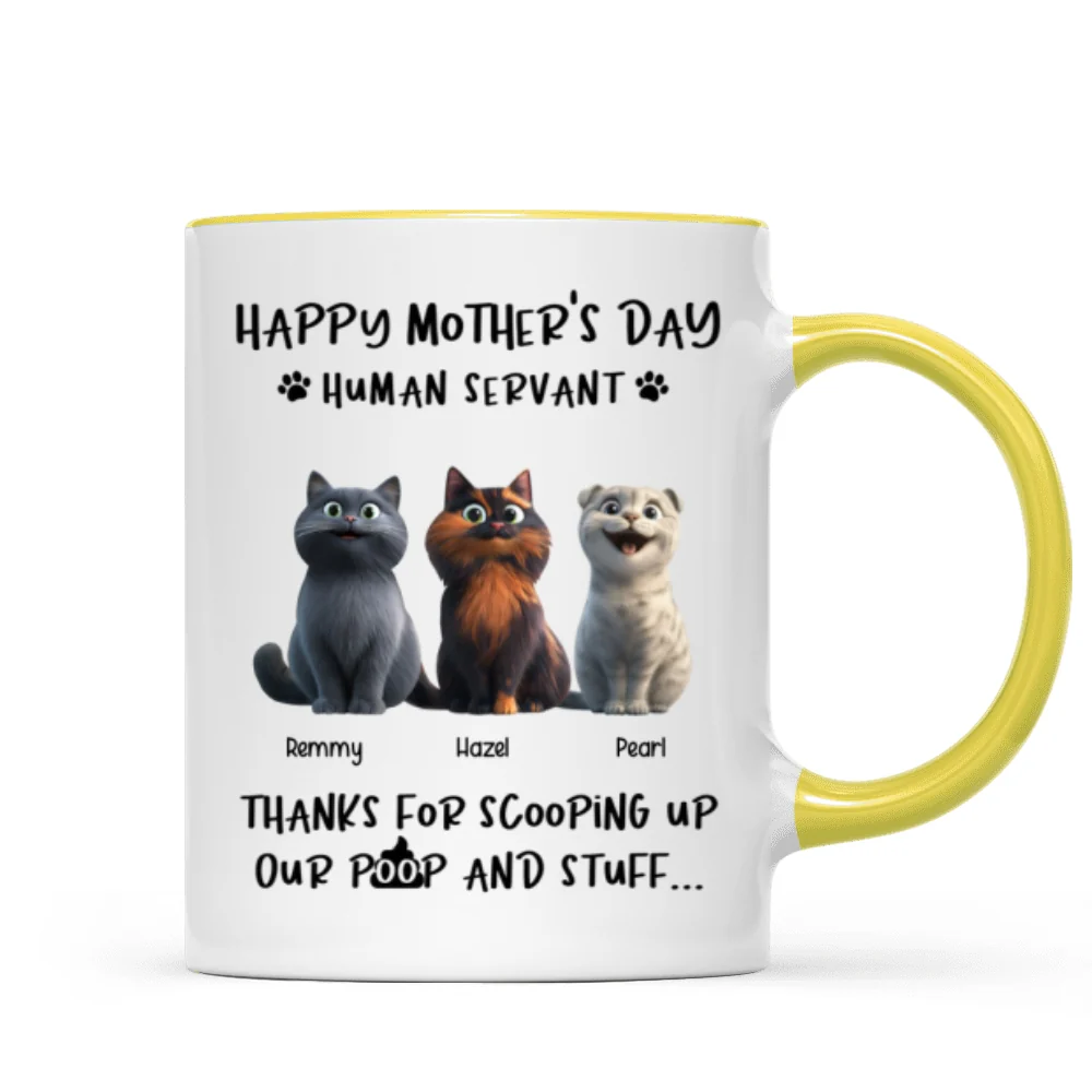 Happy Mother's Day Cat Mom, Thanks for Scooping My Poop, Personalized Stainless Steel Tumbler With Handle - Image 14