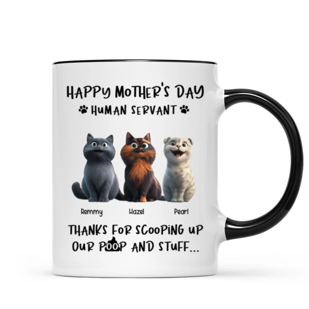 Happy Mother's Day Cat Mom, Thanks for Scooping My Poop, Personalized Stainless Steel Tumbler With Handle - Image 8