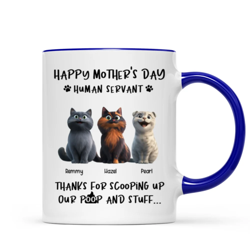 Happy Mother's Day Cat Mom, Thanks for Scooping My Poop, Personalized Stainless Steel Tumbler With Handle - Image 9