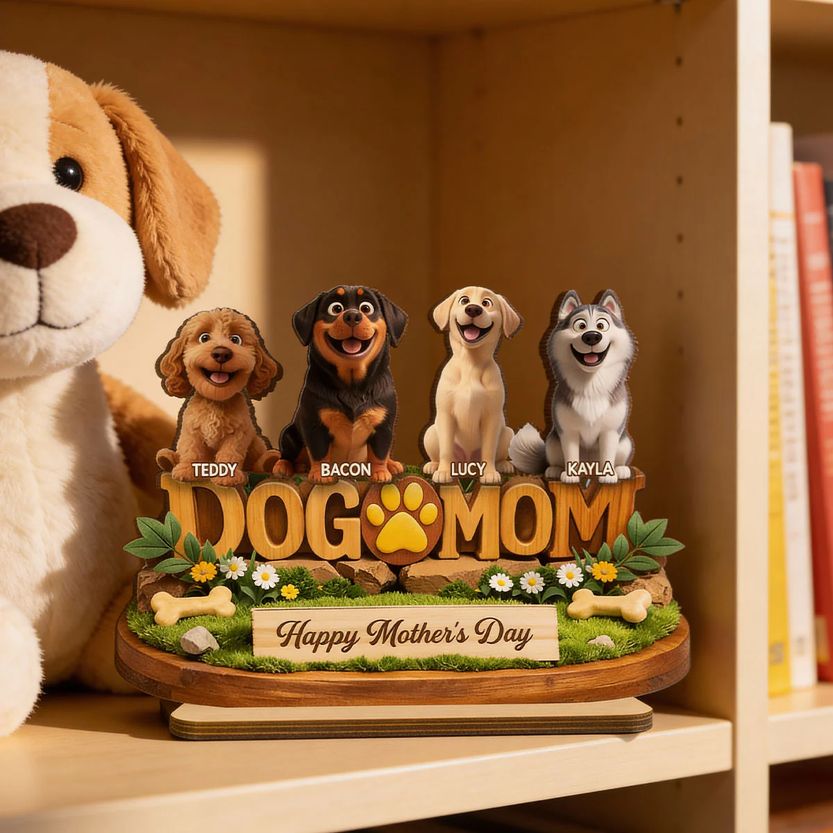 Happy Mother's Day Dog Mom - Personalized 2-Layered Wooden Plaque - Gift for Dog Lovers - Image 5