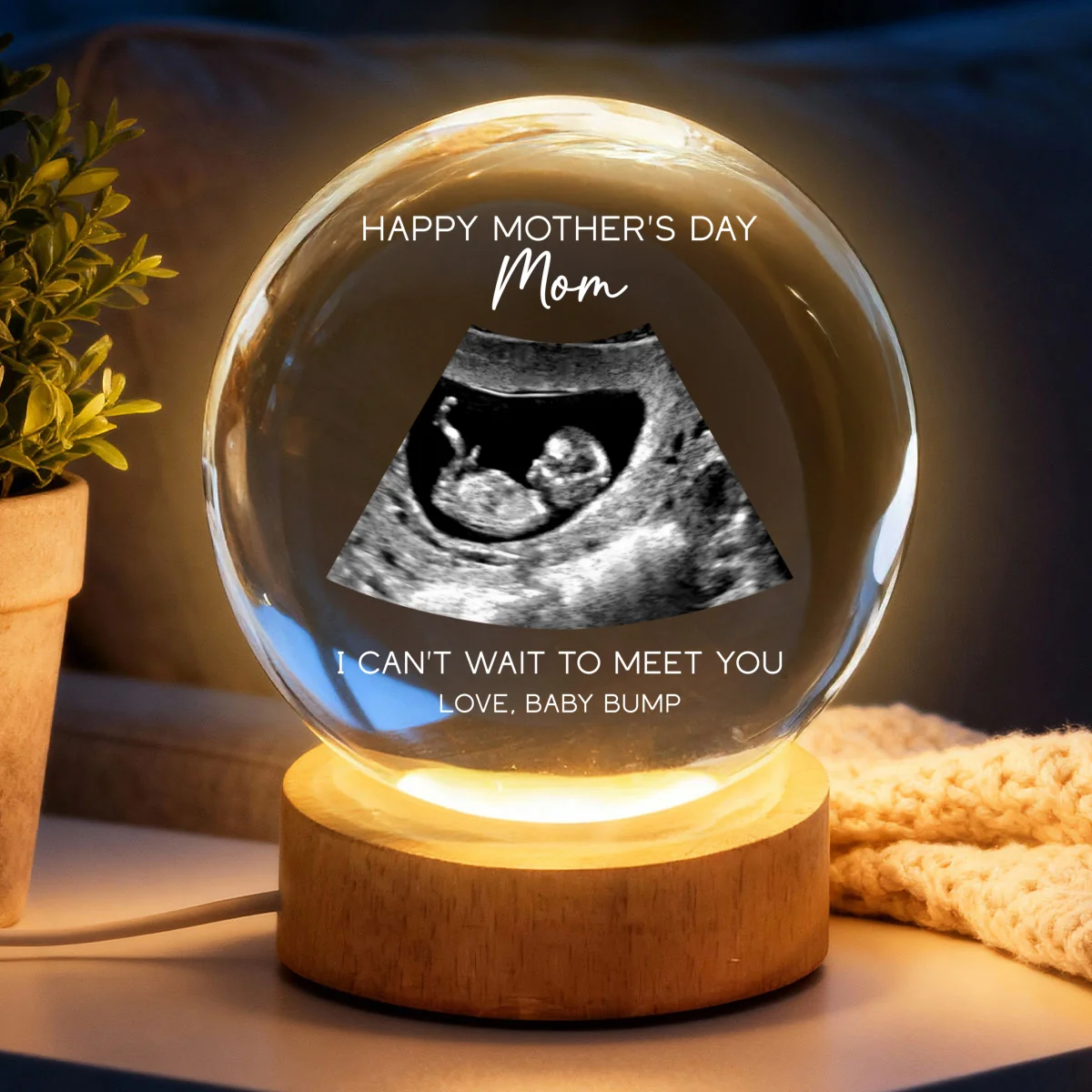 Happy Mother's Day From The Bump Custom Photo - Personalized Crystal Ball LED Night Light - First Mother's Day Gift For Pregnancy Mom - Image 10