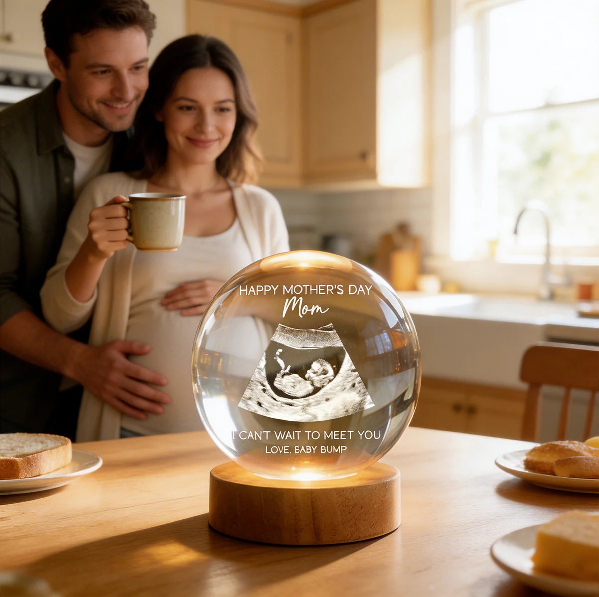 Happy Mother's Day From The Bump Custom Photo - Personalized Crystal Ball LED Night Light - First Mother's Day Gift For Pregnancy Mom - Image 6