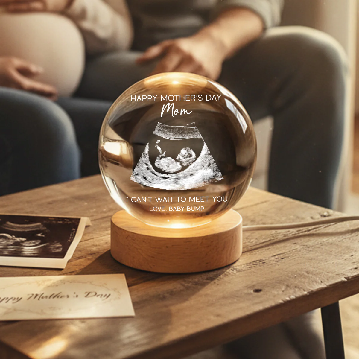 Happy Mother's Day From The Bump Custom Photo - Personalized Crystal Ball LED Night Light - First Mother's Day Gift For Pregnancy Mom - Image 7