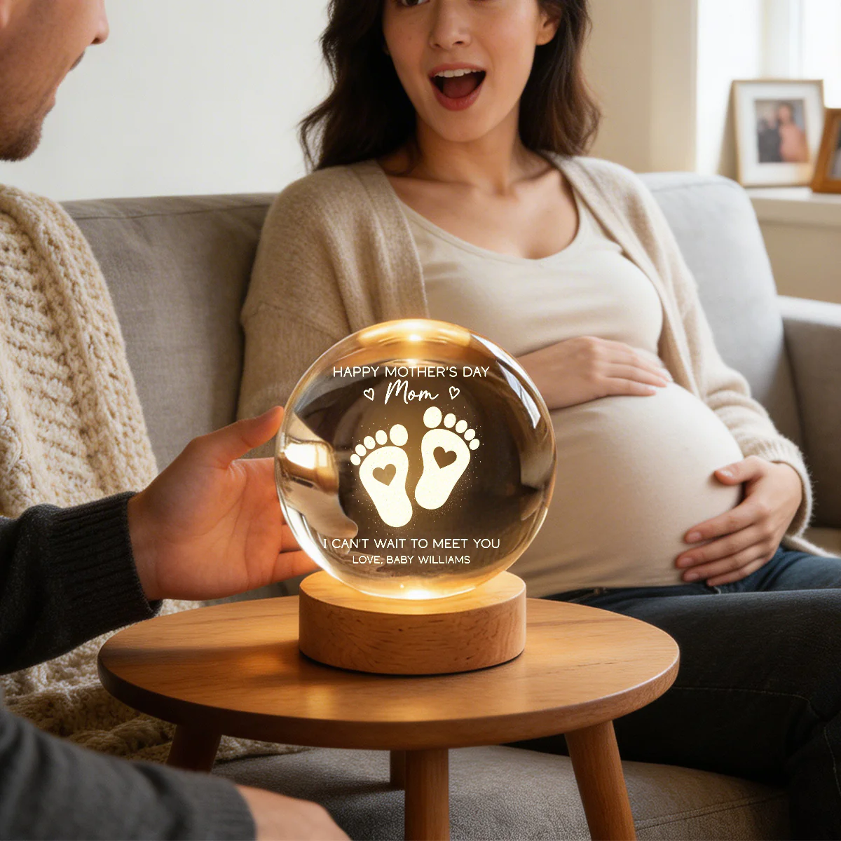 Happy Mother's Day From The Bump - Personalized Crystal Ball LED Night Light - First Mother's Day For Pregnancy Mom - Image 7