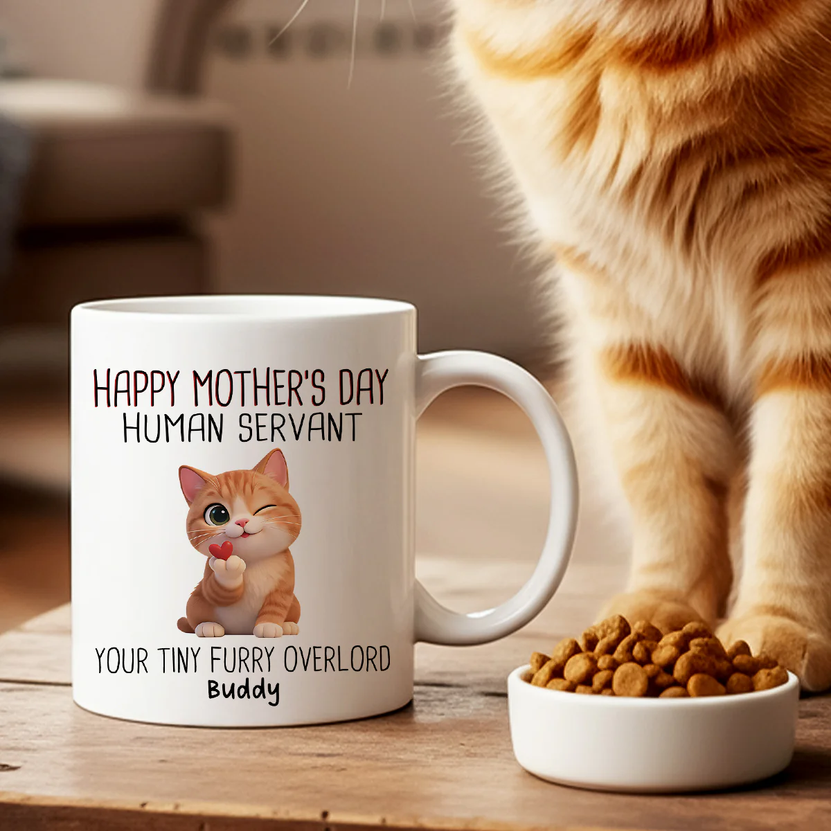 Happy Mother's Day Human Servant from Cute Fluffy Cats - Personalized Mug - Funny Gift for Cat Moms - Image 2