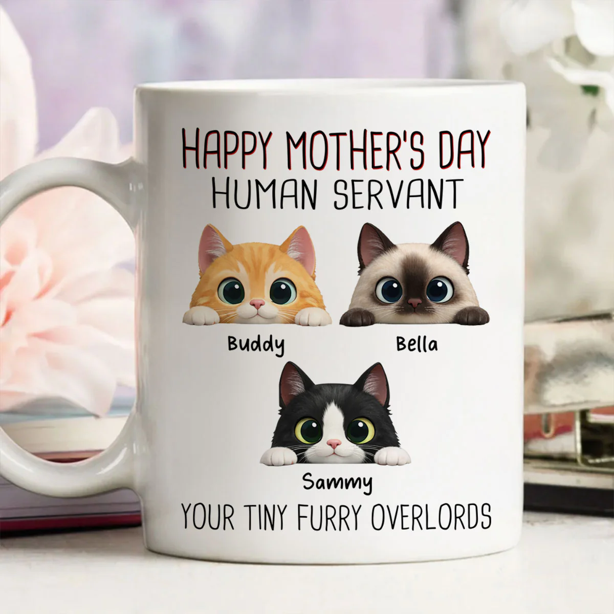 Happy Mother's Day Human Servant - Personalized Mug - Funny Gift for Cat Moms - Image 4